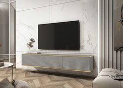 OREO 175 MDF PILKA pakabinama TV spintelė svetainės, valgomojo kambariui, modernaus stiliaus